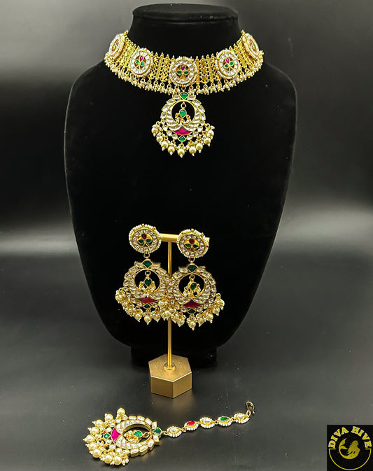 Pachi Kundan Choker Set - Necklace -Choker, Kundan - Divahive