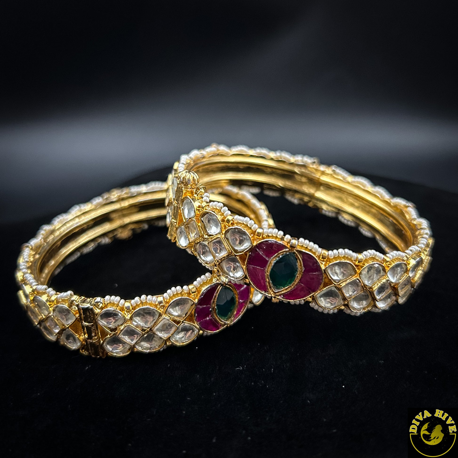 Premium Pachi Kundan Bangle - Bangle -Bangle, Kundan - Divahive