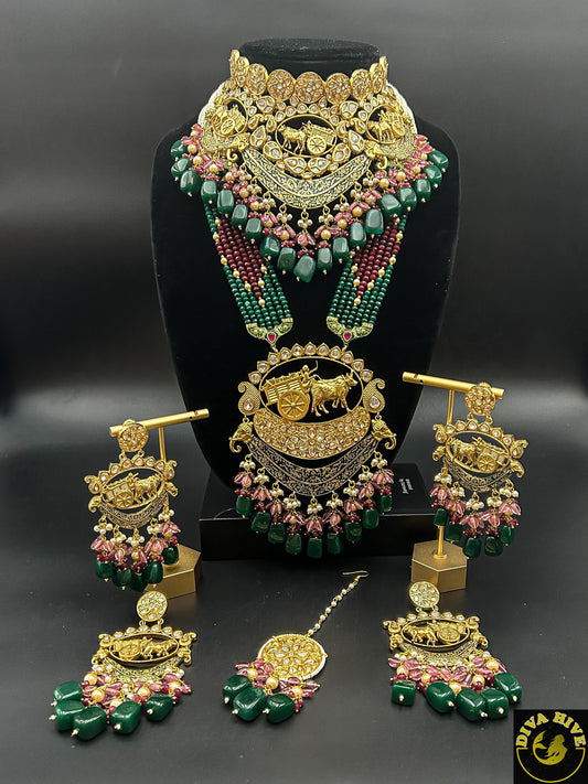 Bridal Kundan Meena set - Necklace -Bridal, Choker, Diva Exclusive, Figure, Kundan, Necklace - Divahive