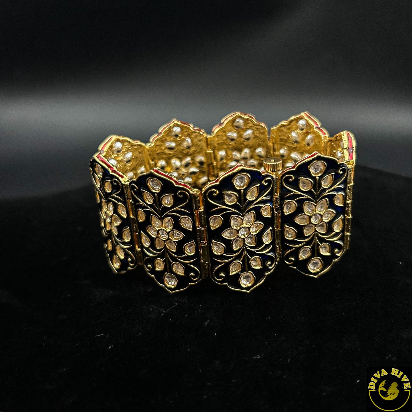 Statement Meena Bracelet - Bracelet -Bracelet, Kundan - Divahive