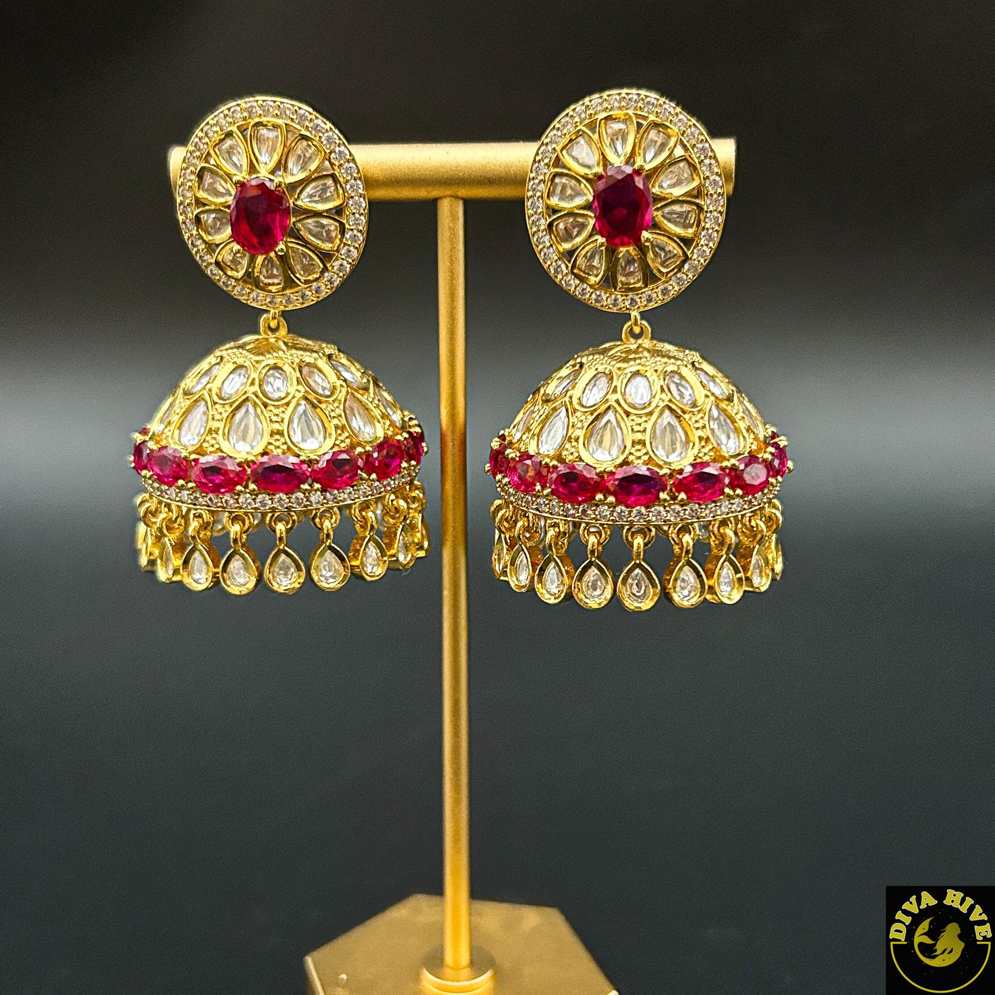 Statement Jhumka - Earring -Kundan - Divahive