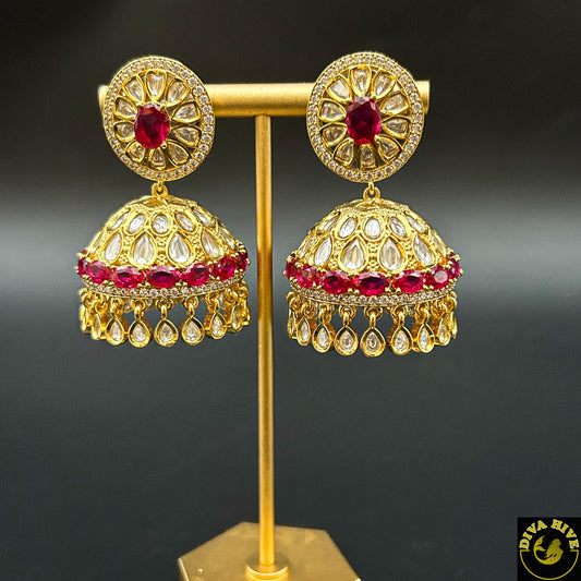 Statement Jhumka - Earring -Kundan - Divahive