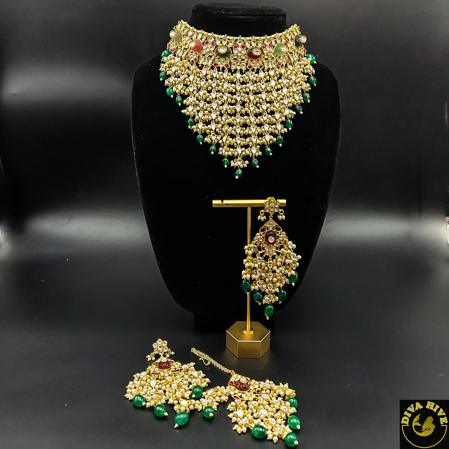 Statement Bridal/Semi Bridal Choker - Necklace -Bridal, Choker, Kundan - Divahive