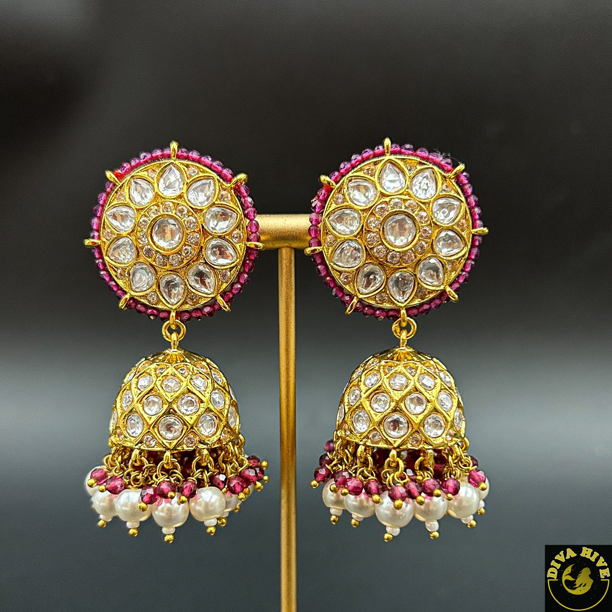 Statement Jhumka - Earring -Kundan - Divahive