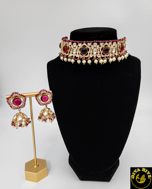 Delicate Kundan choker - Necklace -Choker, Kundan, Necklace - Divahive