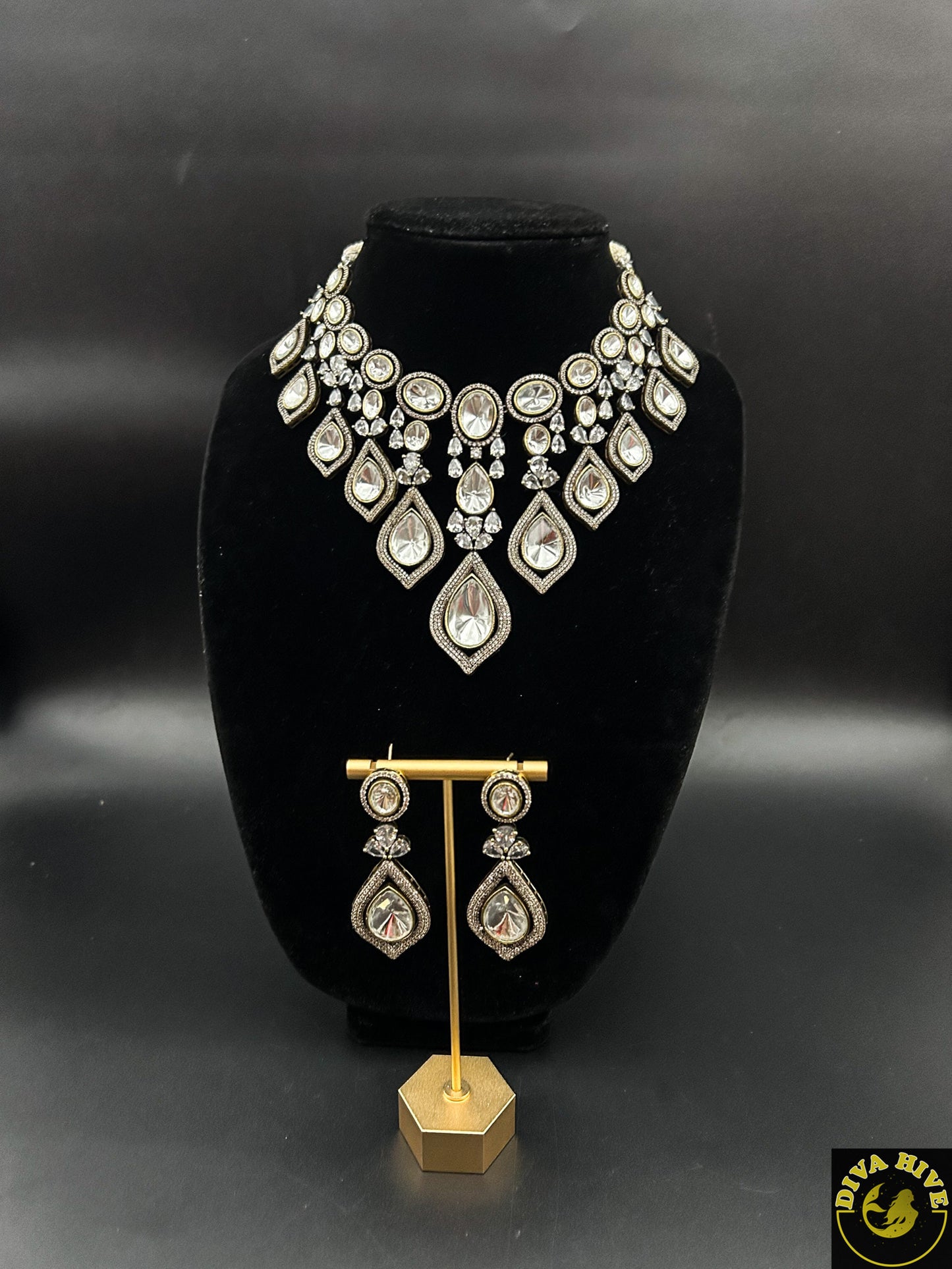 Classic Polki Statement Necklace - Necklace -Doublet, Kundan, moissanite, Necklace - Divahive