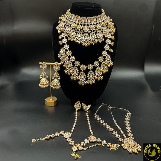 Premium Kundan Bridal Set - Necklace -Bridal, Choker, Kundan, Necklace - Divahive