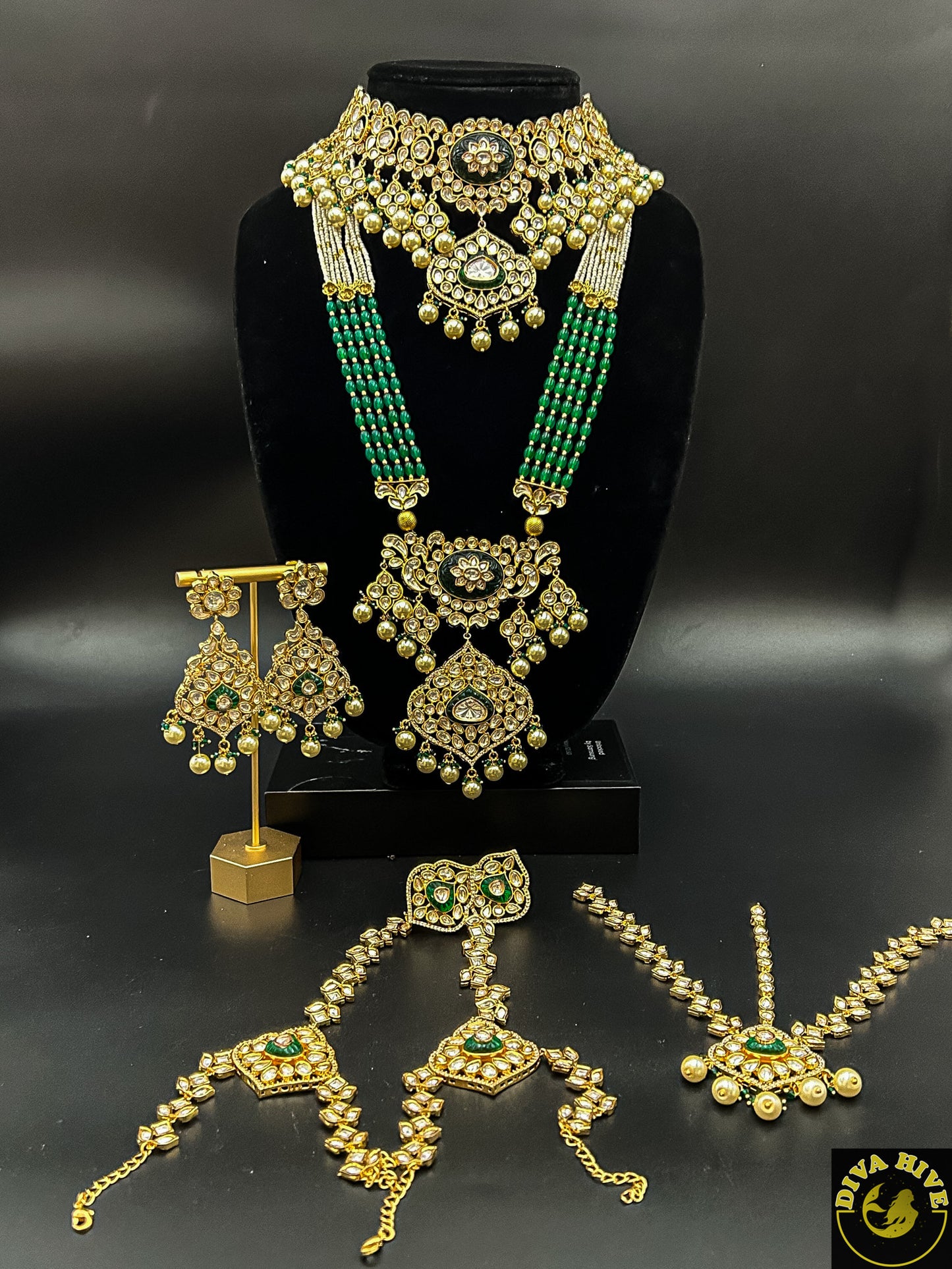 Premium Kundan Bridal set - Necklace -Bridal, Choker, Kundan, Necklace - Divahive