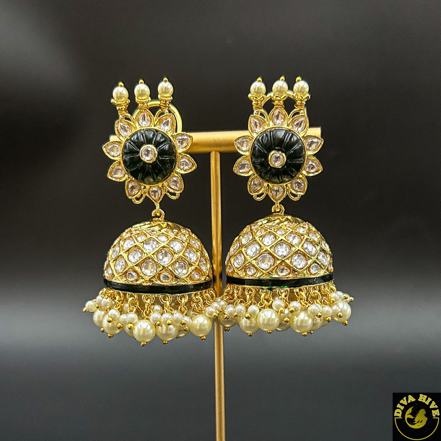 Statement Kundan Jhumka - Earring -Kundan - Divahive