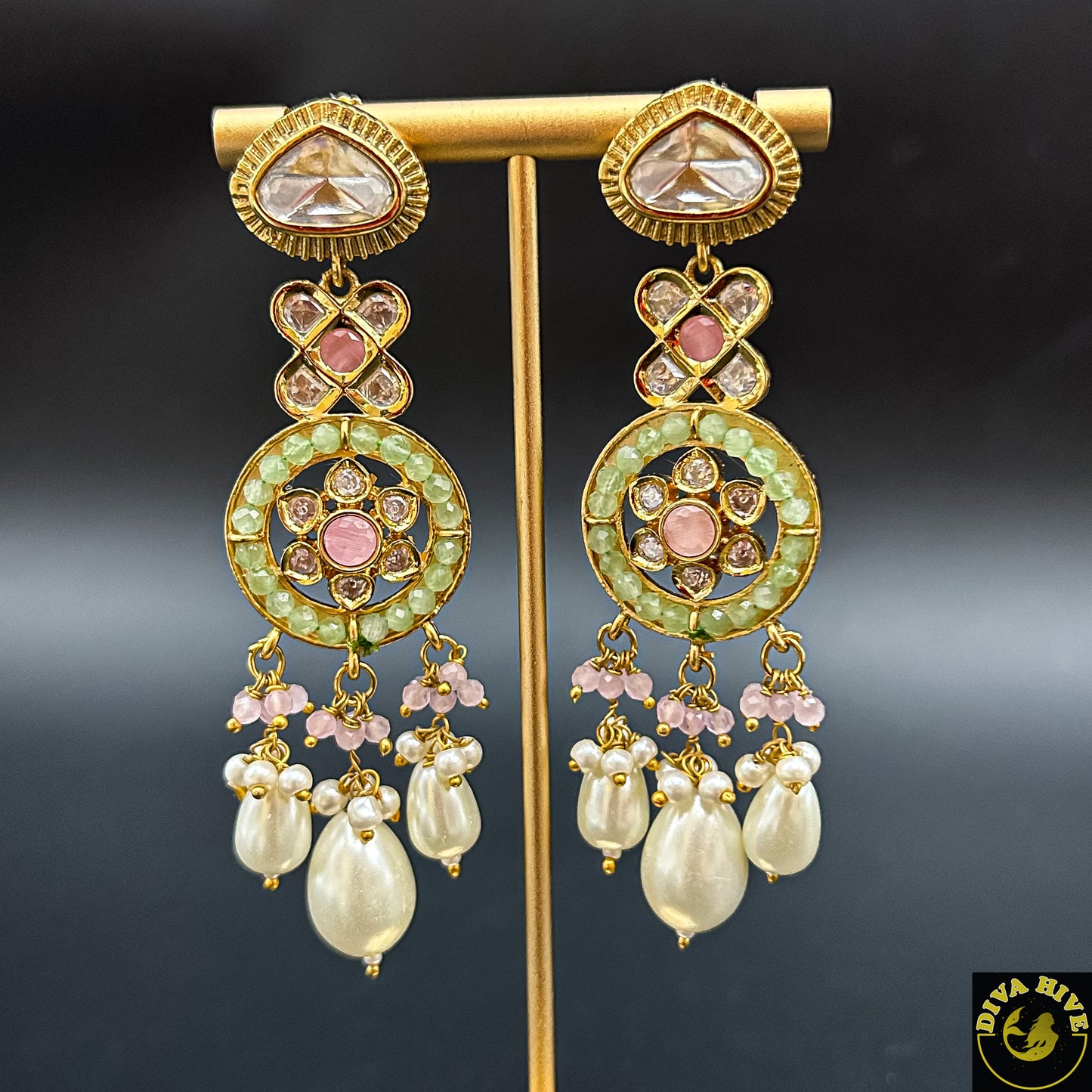 Polki Kundan Earing - Earring -Earing, Earring, Kundan - Divahive