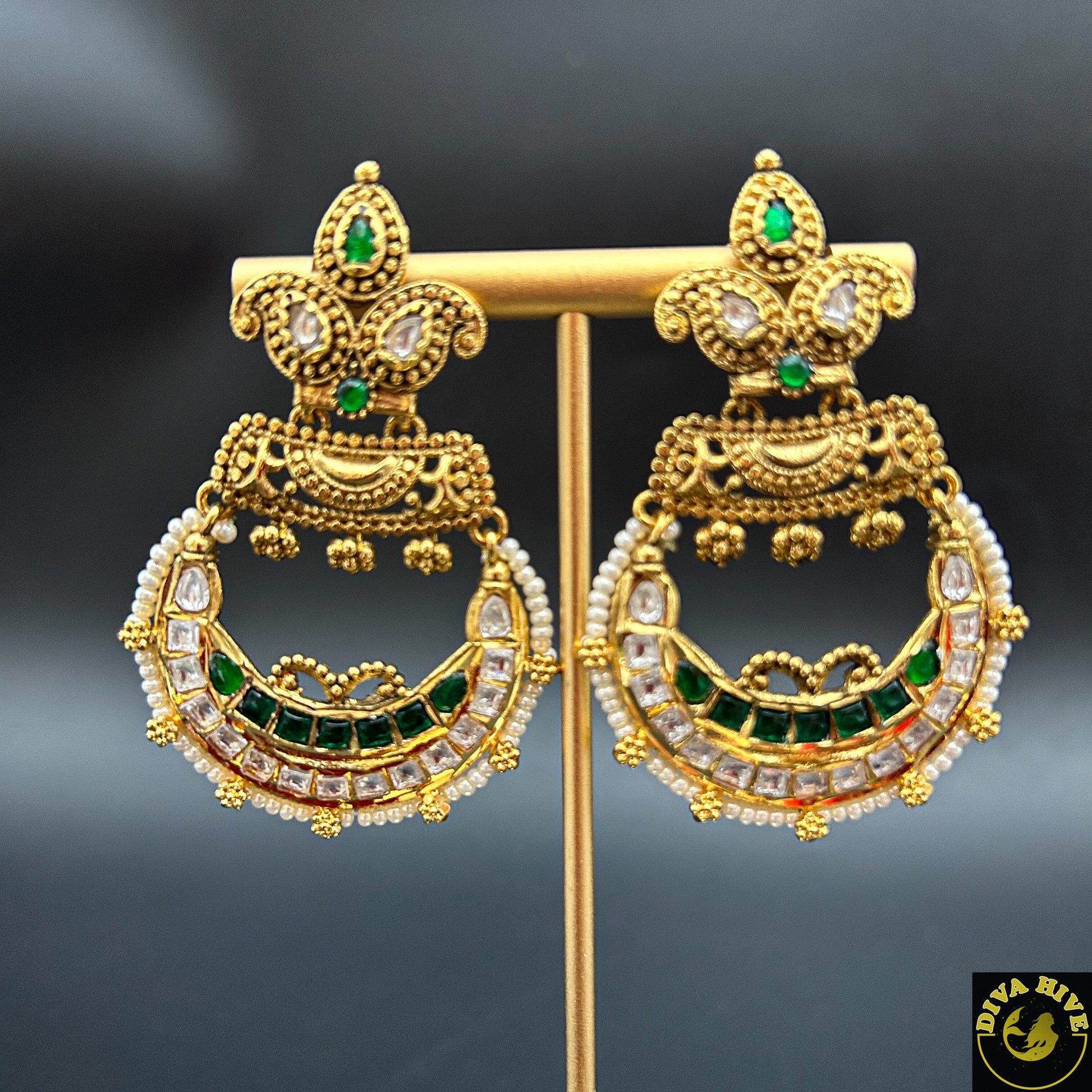 Antique Earing - Earring -Earing, Earring, Kundan - Divahive