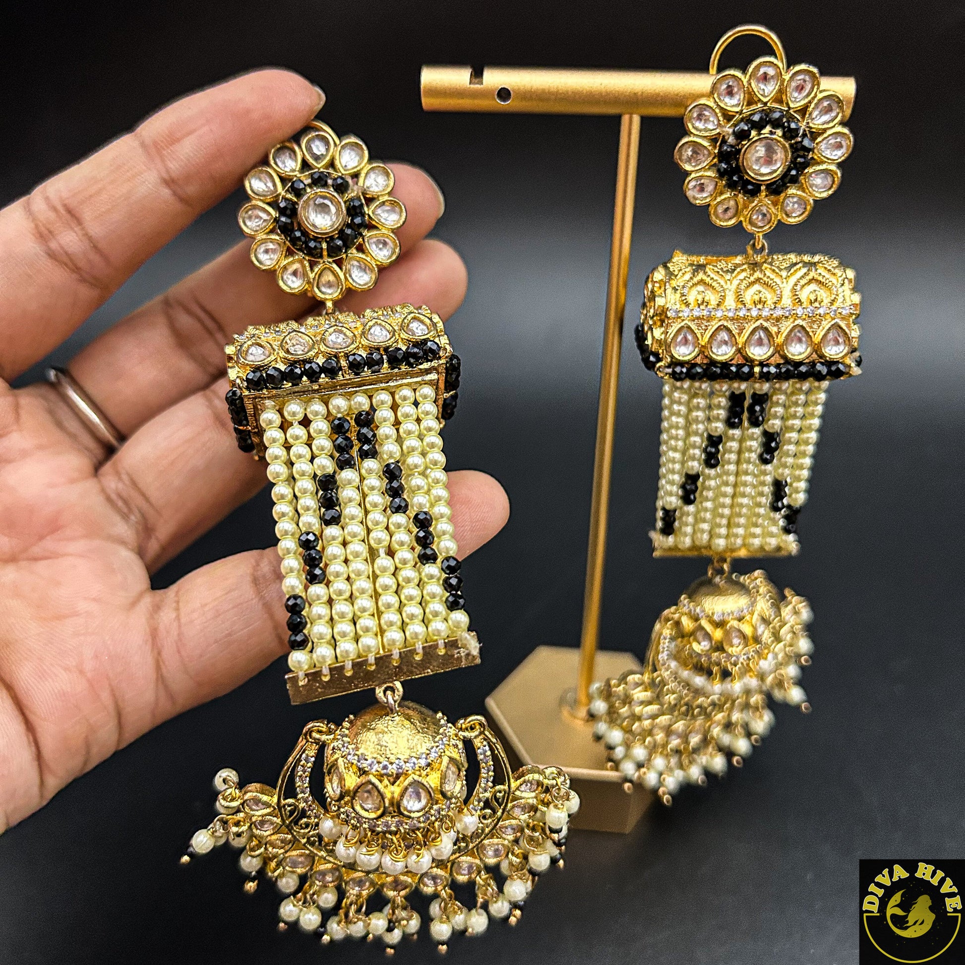 Long Statement Earing - Earring -Earing, Earring, Kundan - Divahive