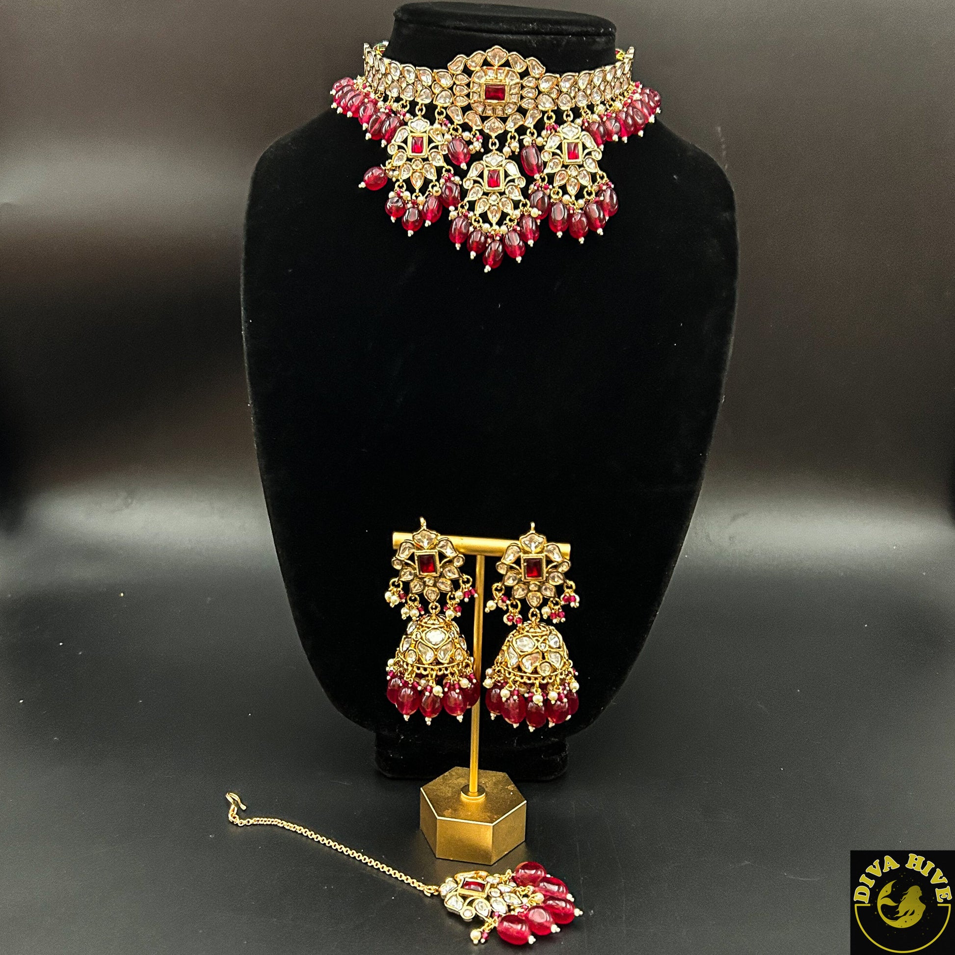 Premium Kundan Bridal Set | Choker and Long Necklace - Necklace -Bridal, Choker, Kundan, Necklace - Divahive